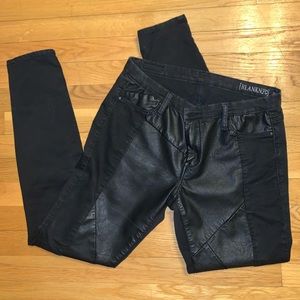 Faux leather accent pants